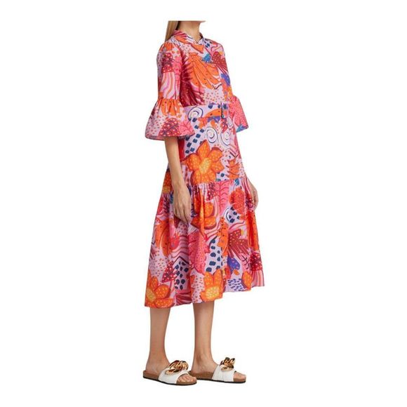 FARM Rio Dresses & Skirts - Farm Rio Botanical Print Belted Midi Dress Size Medium NWT